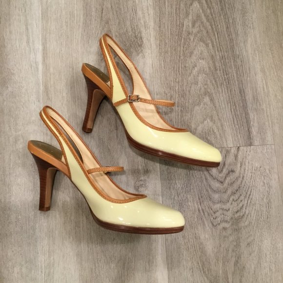 Cole Haan NIKE Air Edition Patent Leather Mary Jane Sling Back Heels, Size 9B - Picture 1 of 7